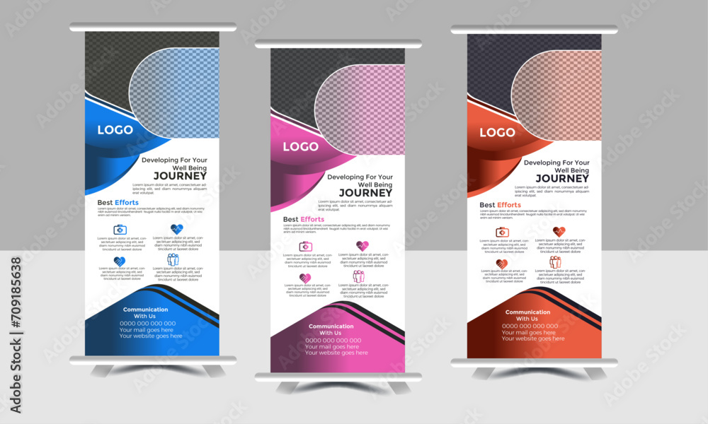 Corporate roll up banner design template Set.

