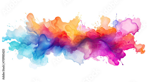 Beautiful swirling colorful smoke. Splash of color drop in water isolated on transparent background