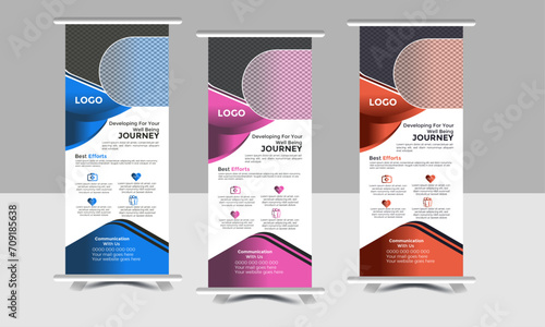 Corporate roll up banner design template Set.