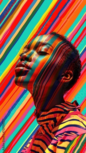 beautiful afro girl in rainbow colors, stop discrimination, vertical © Dmitriy
