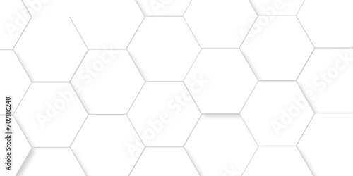 Seamless pattern of hexagons white Hexagonal background with white hexagons. Geometric futuristic technology honeycomb backdrop mesh cell vector. 3d white hexagon  grid tile structure mesh background.