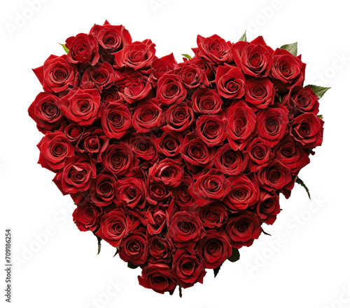an arrangement of red roses in a heart shape