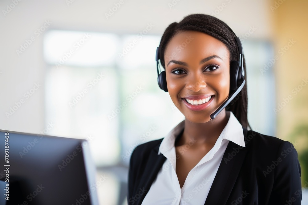 A call center agent at work. A call center agent at work.