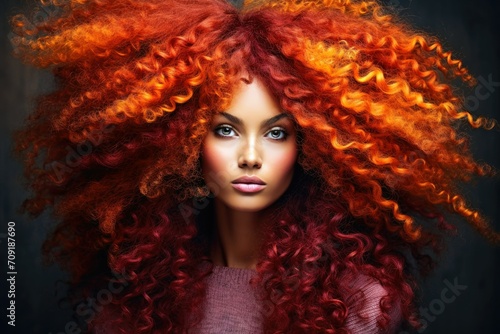 A female model with fractal hair. photo