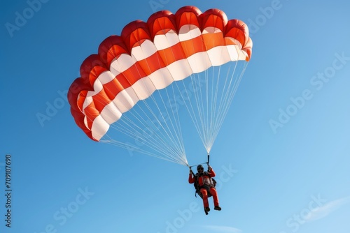 A person doing parachuting in the sky.
