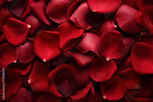 monochrome red rose petals on maroon Valentines day romantic background banner texture #709188435