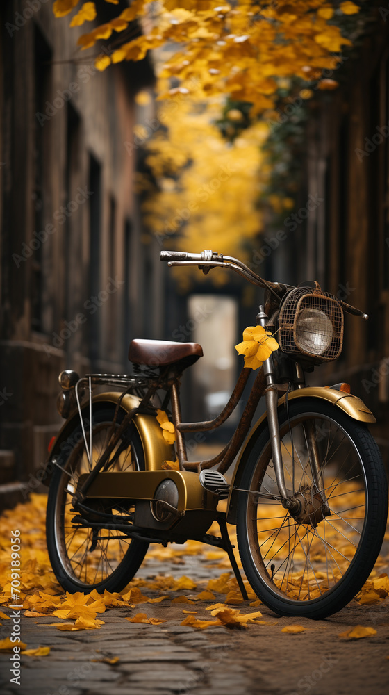 Obraz premium bike on the street, Black Bicycle Parked Beside Brown Concrete Building