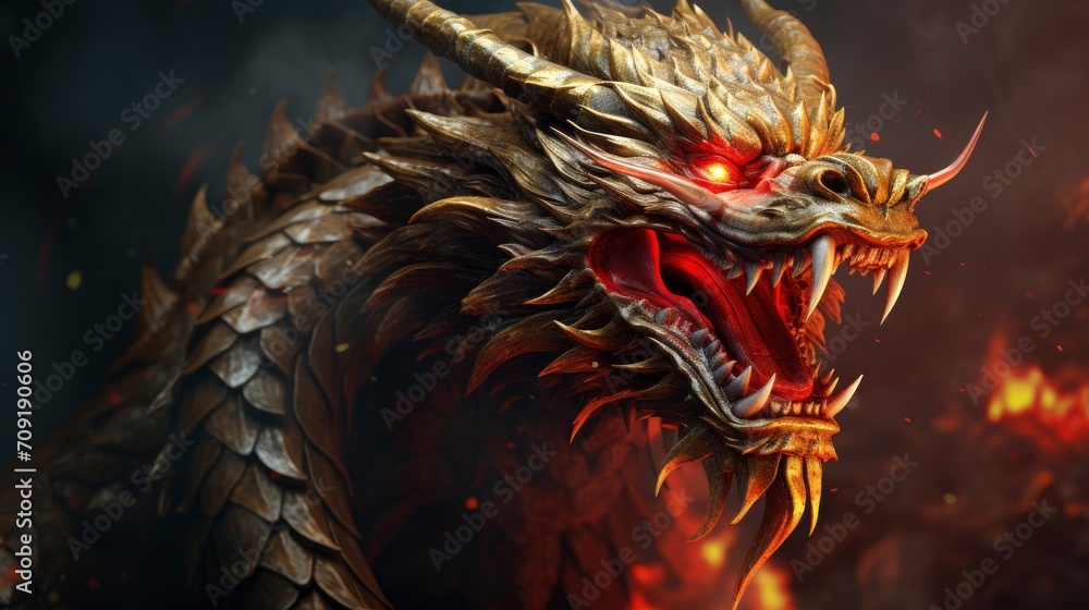 chinese dragon, copy space - generative ai chinese dragon, copy space - generative ai