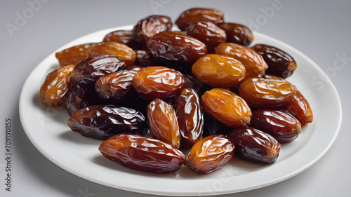 dates on the white plate on a white background