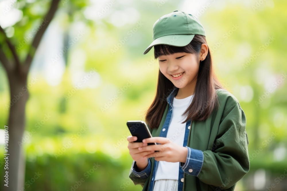 A happy teenage girl with her smartphone. A happy teenage girl with her smartphone.