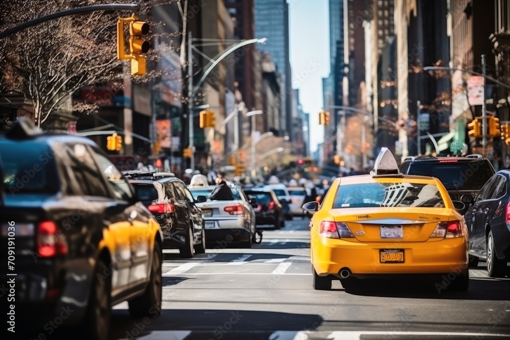 A view at the streets of big city on a busy day.