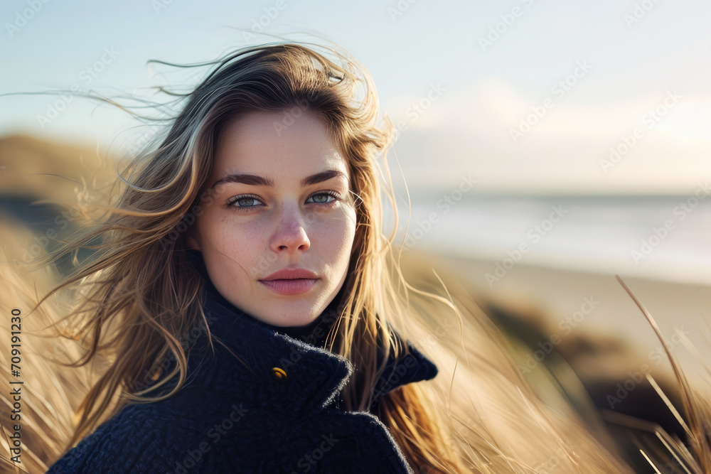 Graceful Glow: Scandinavian Seaside Portrait Graceful Glow: Scandinavian Seaside Portrait