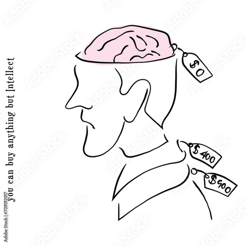 hand drawn line art vector of concept of priceless intellect.