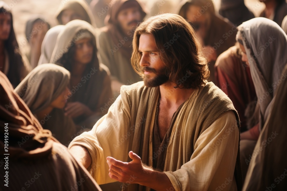 Jesus christ praying with people. Jesus christ praying with people.