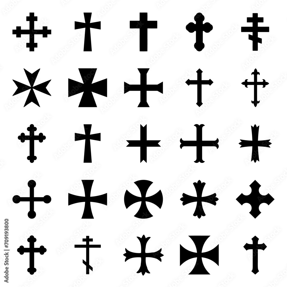 Set cross vector symbol flat style. Set cross vector symbol flat style.