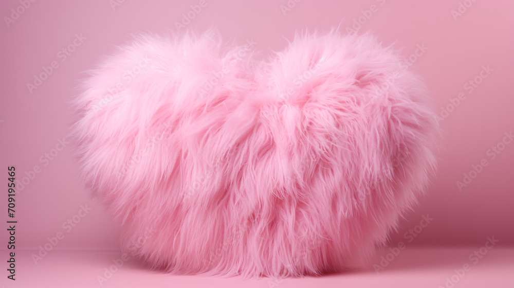 close up photography front view fluffy pink heart, pink pastel color background created with Generative Ai close up photography front view fluffy pink heart, pink pastel color background created with Generative Ai