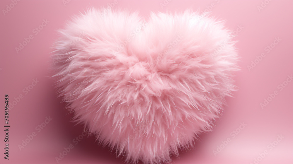 close up photography front view fluffy pink heart, pink pastel color background created with Generative Ai close up photography front view fluffy pink heart, pink pastel color background created with Generative Ai