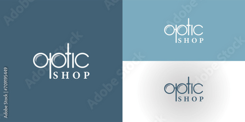 Abstract Initial Letter Optic Logo applied for Optic Shop logo design inspiration presented with multiple background colors. The logo is suitable for the optic shop business logo design inspiration