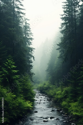 Beautiful forest against a foggy background,Misty forest.