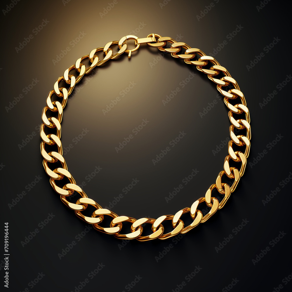 Obraz premium big gold fancy chain with square pendant without background created with Generative Ai