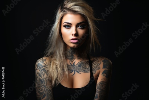 Stunning portrait of a woman with tattoos.