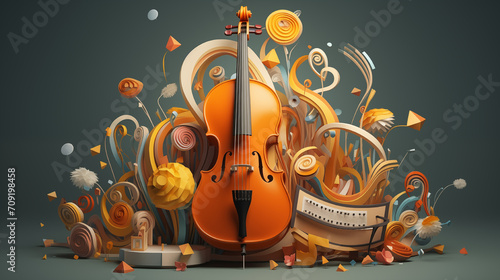 music 3d illustration. generative ai