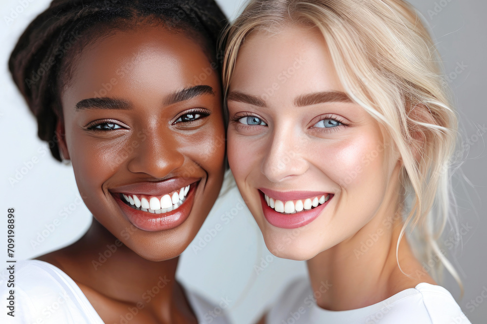 Diverse Duo: Radiant Smiles in Harmony Diverse Duo: Radiant Smiles in Harmony
