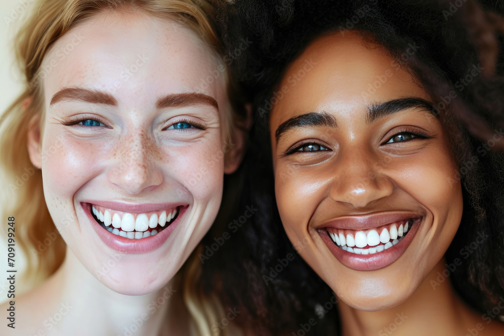 Diverse Trio: Smiling Women in Harmony Diverse Trio: Smiling Women in Harmony