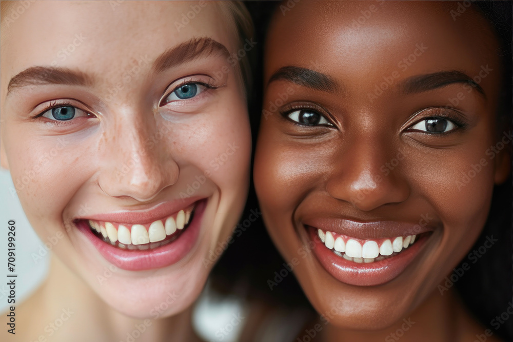 Side by Side Elegance: Multiethnic Friendship Portrait Side by Side Elegance: Multiethnic Friendship Portrait