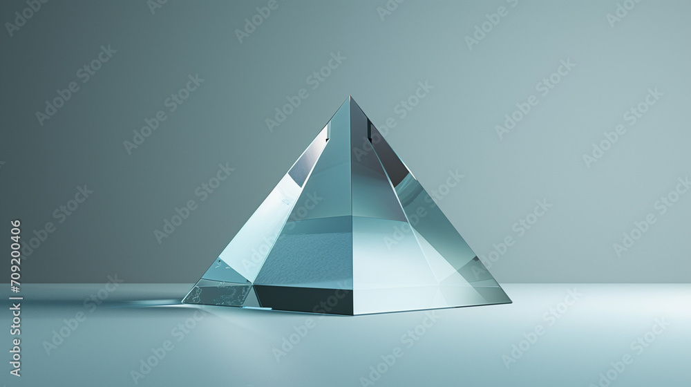 Fototapeta premium Glass pyramid on a white background