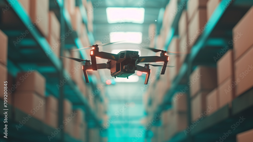 Drone in the warehouse