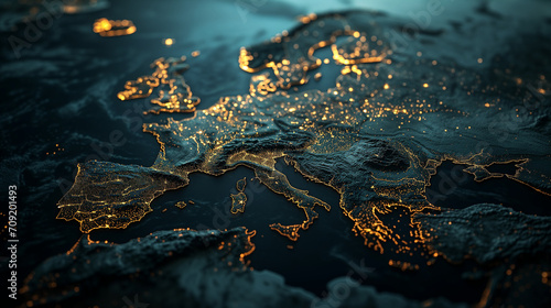3D aerial map of Europe