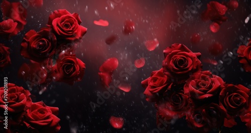 red roses falling out of the background