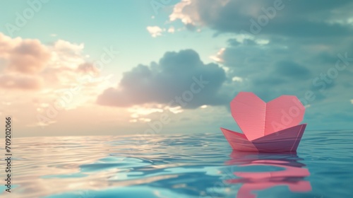 paper boat with heart shape