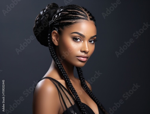 black model girl with braid hairstyles photo