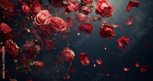 red roses falling out of the background