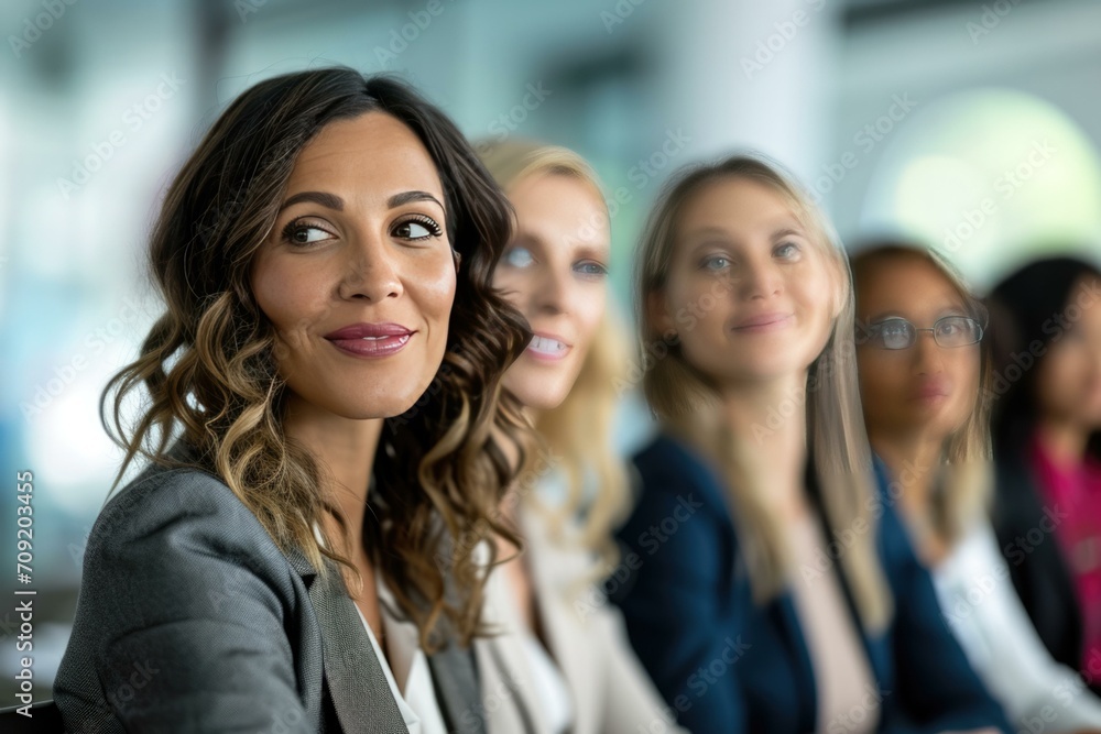 Confident Businesswoman Smiling, Professional Team Meeting Concept