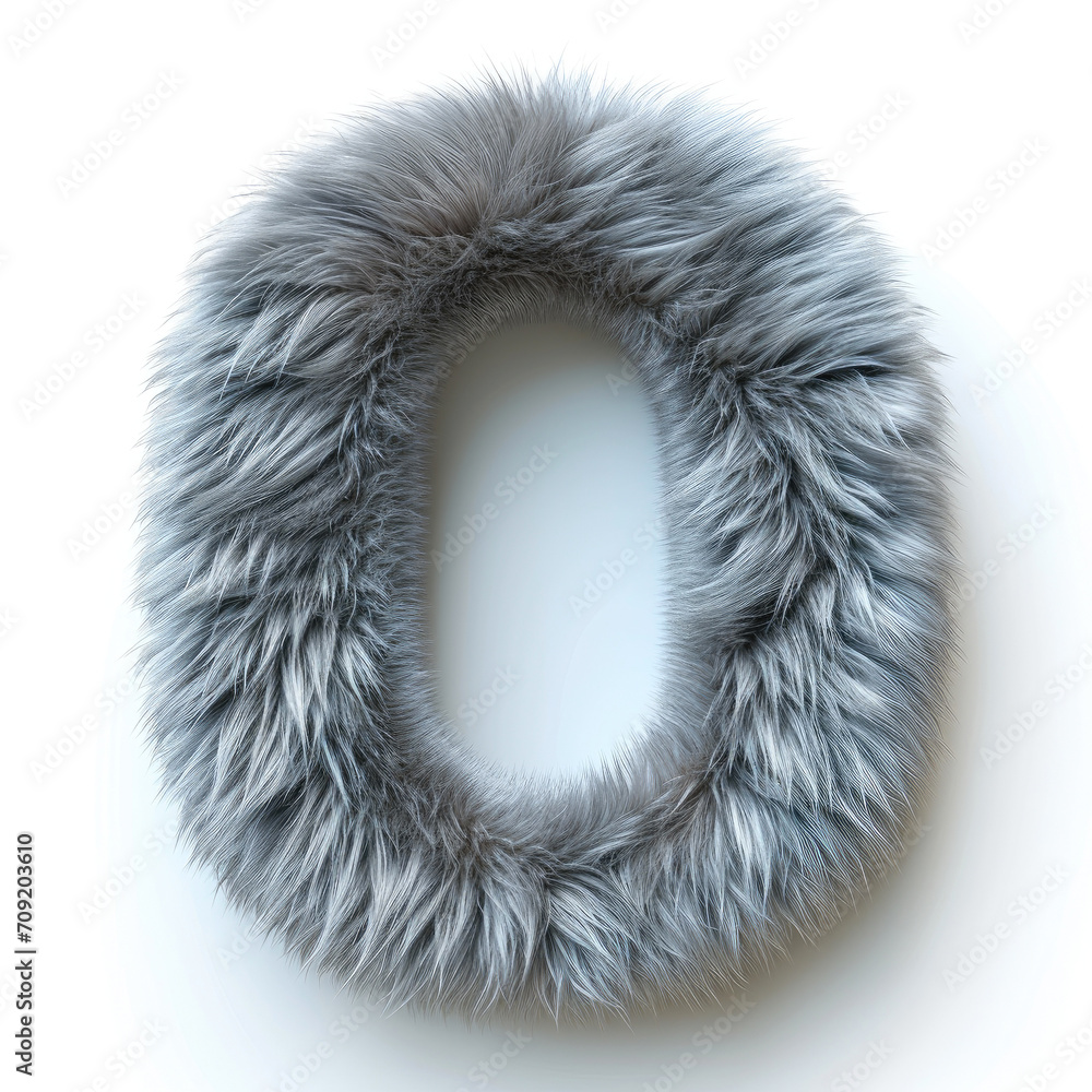 Cheerful Zero-shaped Fur in Shiny Silver on White Cheerful Zero-shaped Fur in Shiny Silver on White