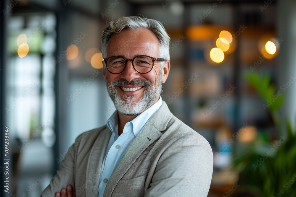 AI image features a smiling older bank manager alongside a happy middle-aged CEO in an office. A confident mid-adult businessman stands, embodying professional leadership. AI image features a smiling older bank manager alongside a happy middle-aged CEO in an office. A confident mid-adult businessman stands, embodying professional leadership.