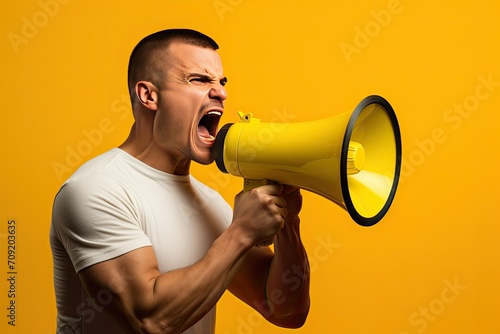 man shouting into megaphone © BetterPhoto