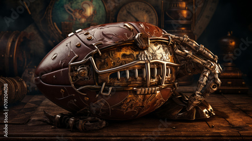 american football ball in steampunk style