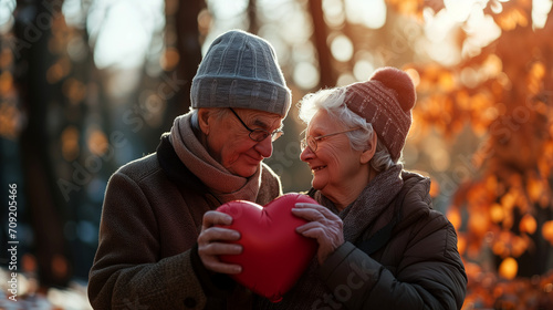 Elderly couple in love celebrating Valentine's Day