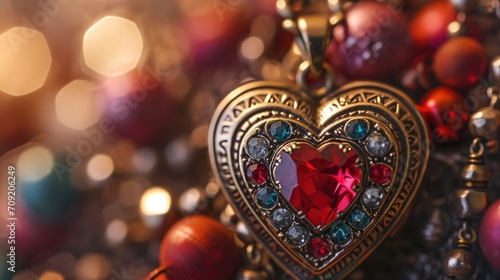 Heart-shaped locket, a piece of jewelry that symbolizes love and affection, ideal as a Valentine's Day gift