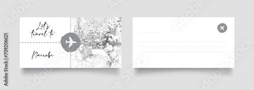 Travel Coupon to Africa Kenya Nairobi postcard vector illustration