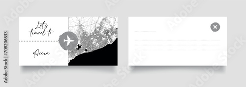 Travel Coupon to Africa Ghana Accra postcard vector illustration