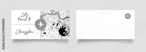 Travel Coupon to Asia China Changzhou postcard vector illustration
