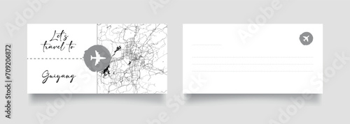 Travel Coupon to Asia China Guiyang postcard vector illustration