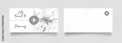 Travel Coupon to Asia China Nanning postcard vector illustration