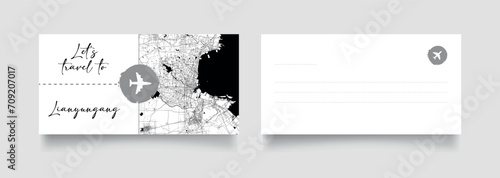 Travel Coupon to Asia China Lianyungang postcard vector illustration