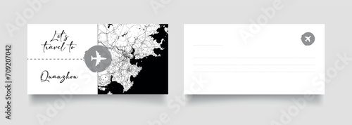 Travel Coupon to Asia China Quanzhou postcard vector illustration